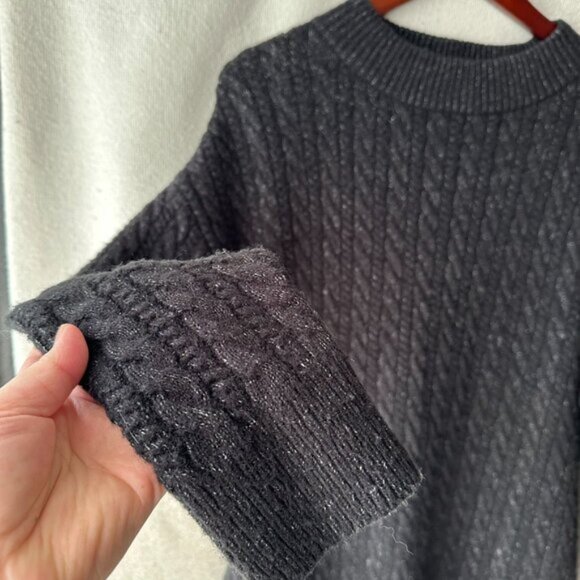 Moussy Mock Neck Knee Lenght Cableloose Knit Sweater Dress Black Fits Large Edgy - Picture 6 of 16